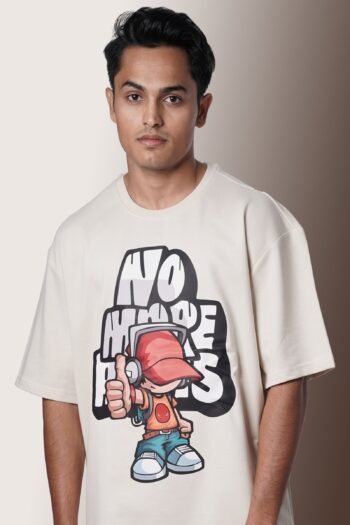 No Hope No Regrets Oversized T-Shirt Beige