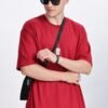 Solid Oversized Red T-shirt - Image 4