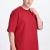 Solid Oversized Red T-shirt - Image 6