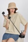Girl's Solid Oversized : Beige