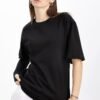 Girl’s Solid Oversized : Black - Image 6