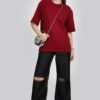 Girl's Solid Oversized : Red - Image 6