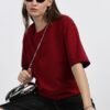 Girl's Solid Oversized : Red - Image 7