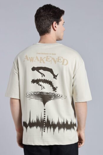 AWAKENED Oversized Graphic T-shirt – Beige